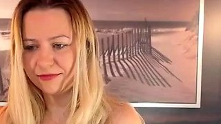 Cute blonde with big boobs solo