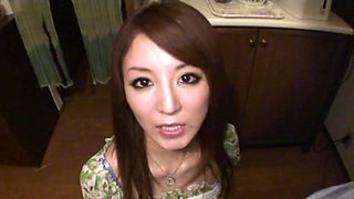 Blowjob in the kitchen from milf Rika Tamura and cum in mouth