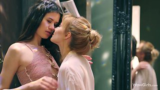Sensual oral sex between two Russian lesbians Evelin Elle and Kelly Collins.