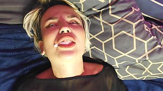 Blonde MILF Moans Walls to Neighbor, Sucks Cock and Swallows Cum