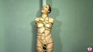 Slave Mila Tightly Tied in Orgasm Torment with Rope Bondage and Bound Orgasms