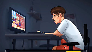 Summertime saga: stepbrother watching porn videos of his stepsister on his computer ep 70