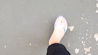 Czech amateur bangs outdoor pov