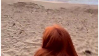 Risky Public Sex With Redhead On Beautiful English Beach