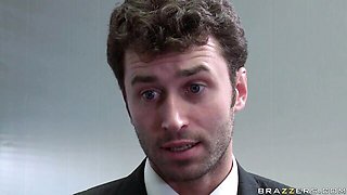 Fake-boobed blonde Jazy Berlin is jumping on a massive penis