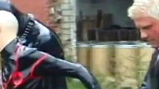 Dominating gas mask man