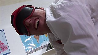 Kerry Louise Kinky Teacher Sucks Blindfolded Students Cock in Class