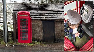 Cumming hard in public red telephone box with Lush remote