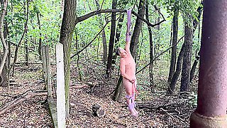 Self Whipped Naked and Tied from a Tree until Orgasm