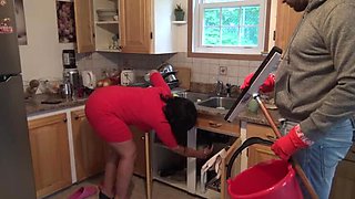 Amateur's Wife Cheats with Step-Mom During Work Hours in the Kitchen