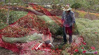 Real Redhead Ginger Teen with saggy natural Tits and Bushy Pussy Pick Up and seduce to Old Young Fuck