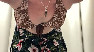 Striptease in a Shop as I Get Naked to Try on Dresses and a Bikini Top