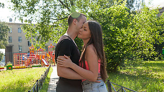 Petite teen Malyshka Che has time allone with her bf