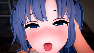 Hayase Yuuka Blowjob Blue Archive Hentai Mmd 3D Blue Hair Color Edit Smixix