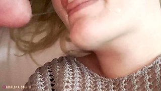 Stepbrother Casually Watching Porn And Cum In Stepsisters Mouth