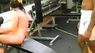 Masked Brunette Gets Her Hole Fucked All Over The Gym