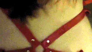 Passionate Doggy Sex Against Hotel Window, Leather Cosplay