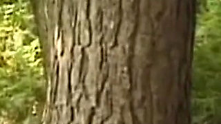 Masked Man Binds Mature MILF for Outdoor Dildo Play