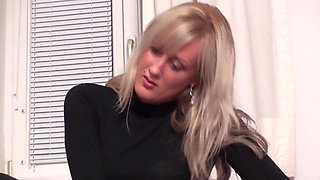 Bondage slave licking milfs feet