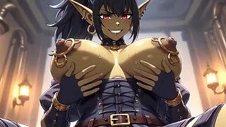 Anime Lovely Cute Orc Boobs, Ai Animation