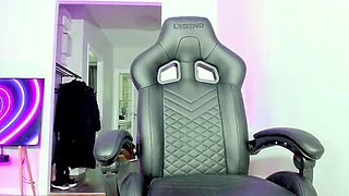 Tattood shemale tranny plays with ass during masturbation