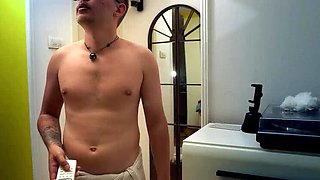Stepmom Spooning Son's Big Dick in Bed - Russian Redhead Tattoo MILF Facial Cumshot