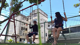 Park Swing Seduction: Rich Man Convinces Curvy Latina for a "Sweet Treat"