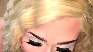 Amateur blonde girlfriend toyed and facialized