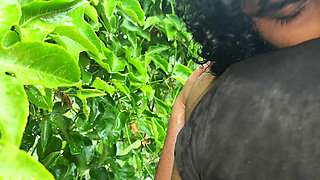 out door terrace rain romance with boobs suck and boobs press