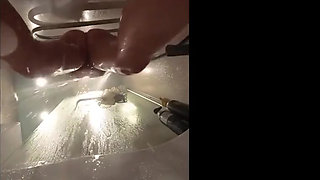 Webcam Under Stepsisters Bath. Wet Pussy After Sex with Boyfriend