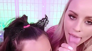 Naughty Double Sloppy Blowjob From Hime and Anna