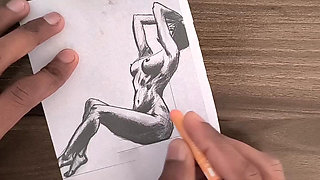 Indian Desi Village hot romantic Girl With Boyfriend Art drawing