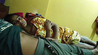 Desi Indian Wife in Yellow Dress Riding Cock - Homemade Blowjob & Cowgirl Sex