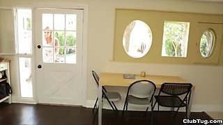 Nina Elle's Gives Her Face for a Facial Cumshot After a Handjob Treatment