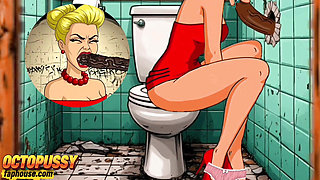 Gloryhole: Married Housewife Fucked in the Mouth and Asshole in a Dirty Public Toilet
