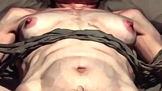 Very Ugly Old Granny in Rope Bondage - Shaking with Pleasure and Orgasm