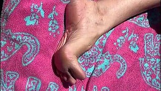 Fan Request Granny Naked in Sun Shows Dirty Rough Soles & Toes GILF 2