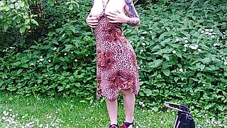 In the Middle of the Forest a Horny Slut Fills All the Holes