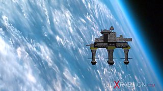 Hot sci-fi android dickgirl plays with a fantastic Horny Blonde in the space station