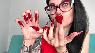 All Red, Red Long Sharp Nails, Claws and My New Jewelry