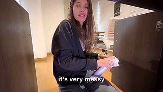 I didn't realize my maid was so hot, she bent down to clean the study.