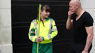 French teen janitor Luna Rival gets her anus stretched and creampied