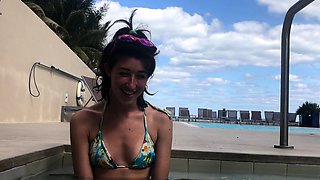 Amateur brunette Michelle with small tit