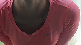 Desperation Pee on the Glass Door - Huge Pissing