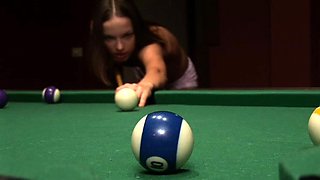 Small titted brunette teen fingering on the bed