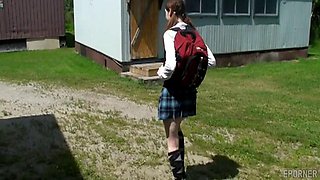 Outdoor Lesbian Uniform Student Touched