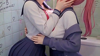Schoolgirl Kissing Cosplay Anime compilation