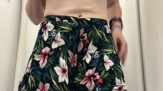 Striptease in a Shop as I Get Naked to Try on Dresses and a Bikini Top