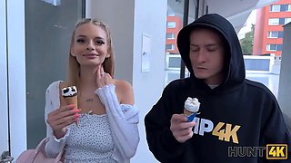 Hunt4k. blonde sweetheart used her huge natural boobs to get back on her boyfriend