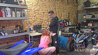 Wild Anal Duet in the Garage - My Husband Fucks Me While a Fan Films Me and Gets Sucked